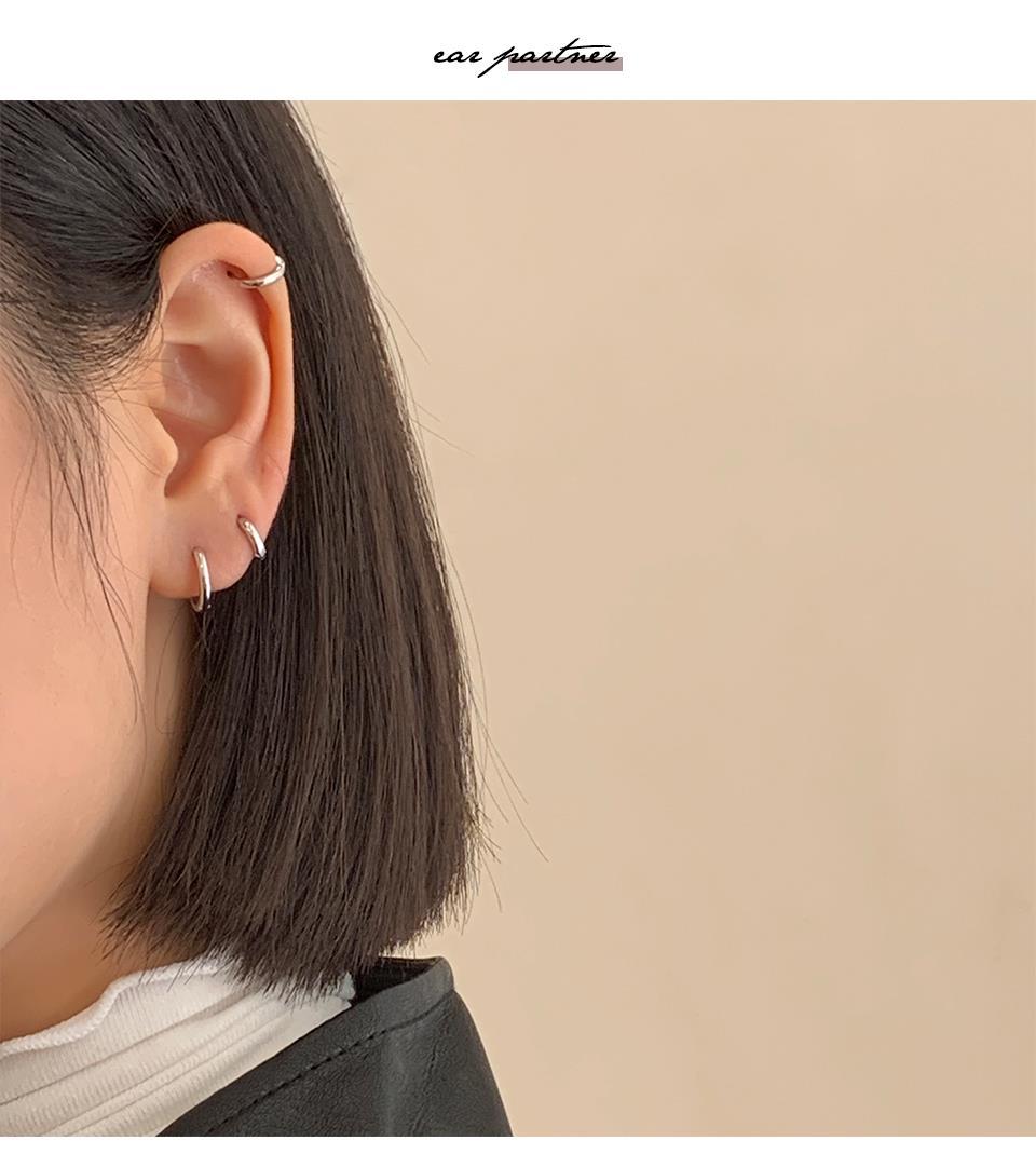 925 Silver ring earrings for women, no need to take them off when sleeping. Korean cold style, small and versatile, popular ear rings and ear buckles