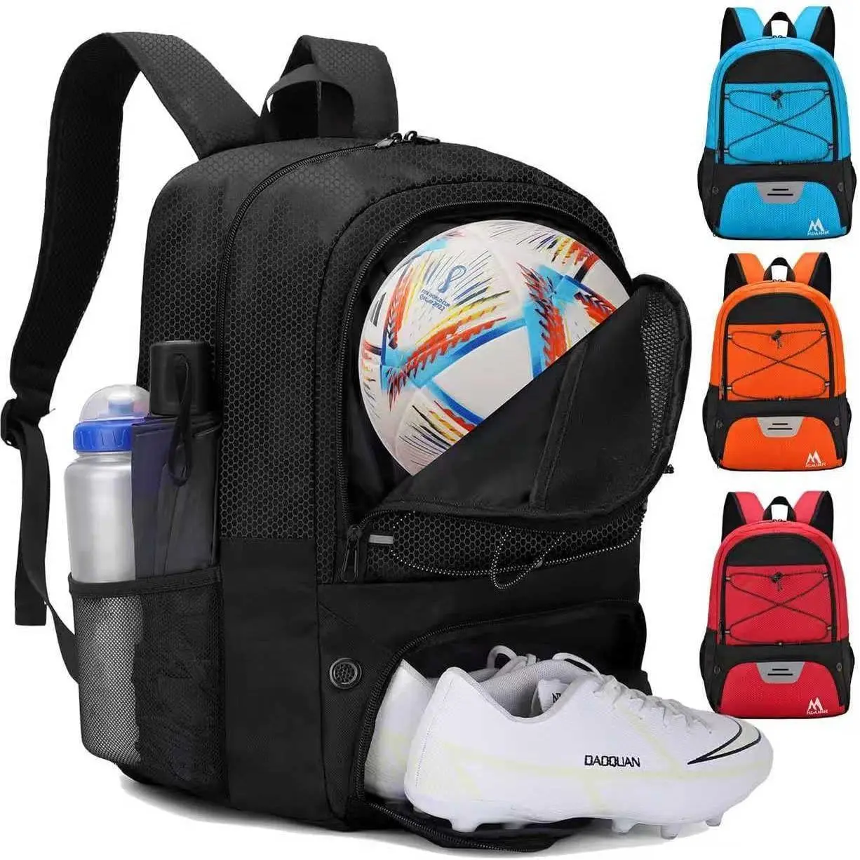 Unisex Compartmented Sports Backpack for Soccer, Football, Volleyball, Basketball, Football Accessories with Ball Compartment, Separate Cleat Pocket, Adjustable Strap, Breathable Design