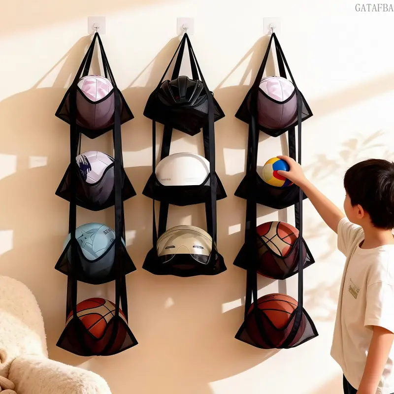 Wall Hanging Ball Storage Bag Door Back Organizer For Basketball Football Sports Balls Home Use