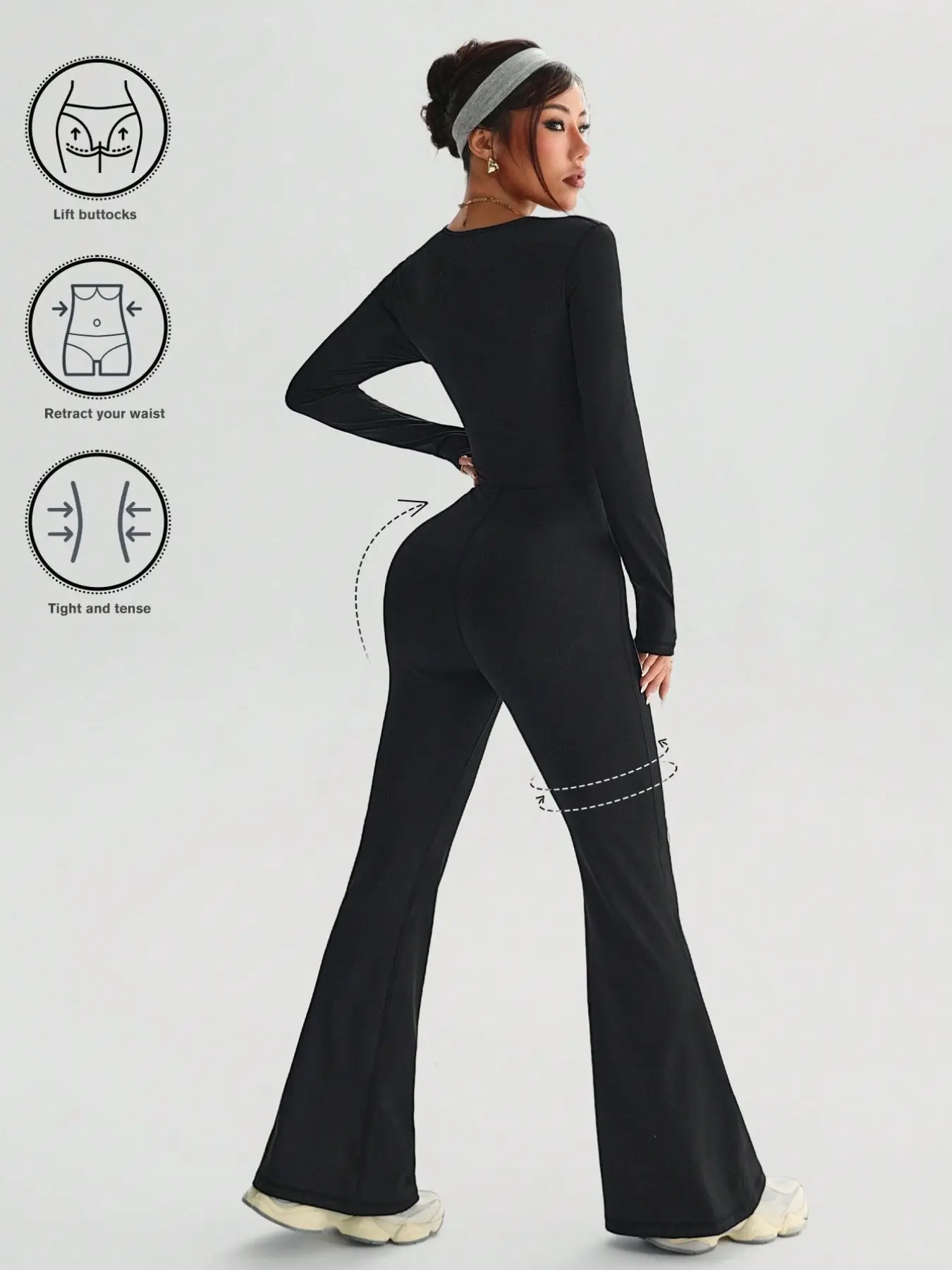 New Running Exercise Jumpsuit Long Sleeve Yoga Fitness Pilates High Intensity Professional Sport Butt Lift Sexy Waist Cinched Color Block Romper