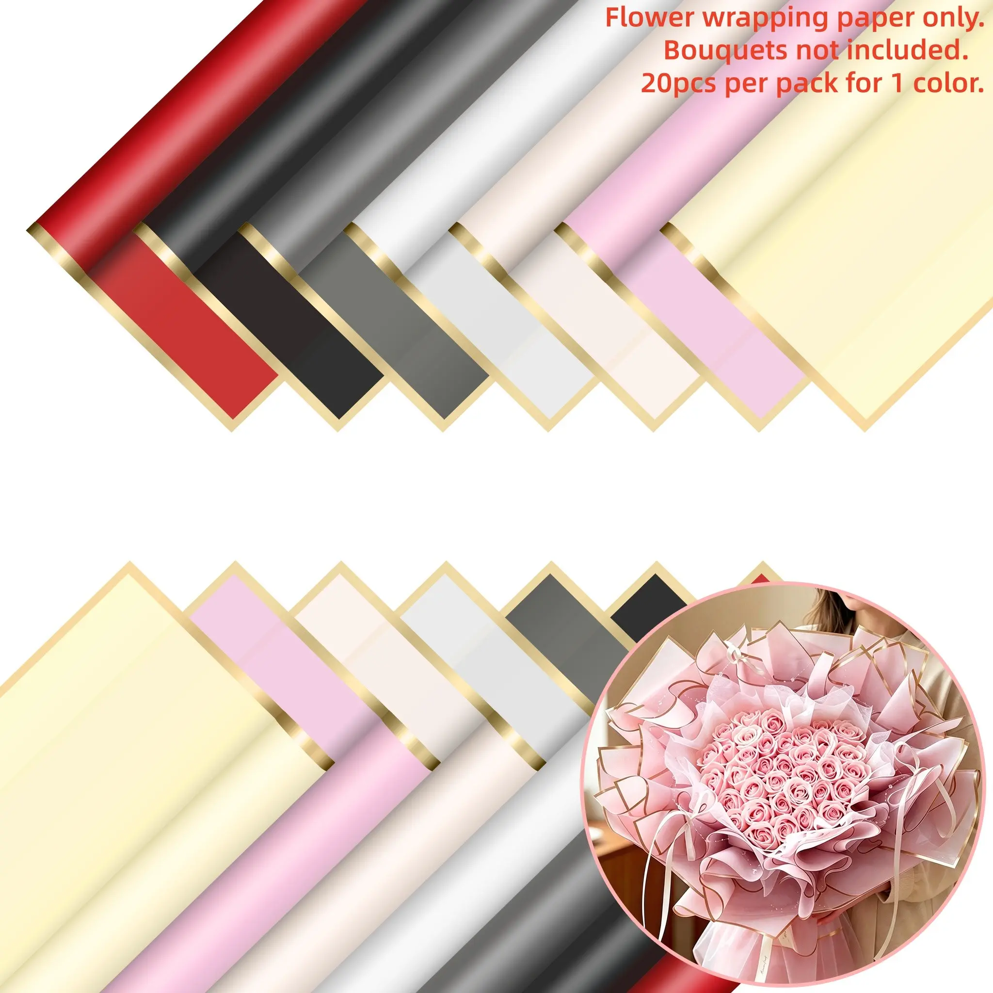 'Golden Phnom Penh Jelly' fresh flower wrapping paper; premium flower wrapping paper; new design style; universal style; bouquet wrapping materials; flower shop supplies; plastic paper; waterproof wrapping paper; gift wrapping paper; floral supp