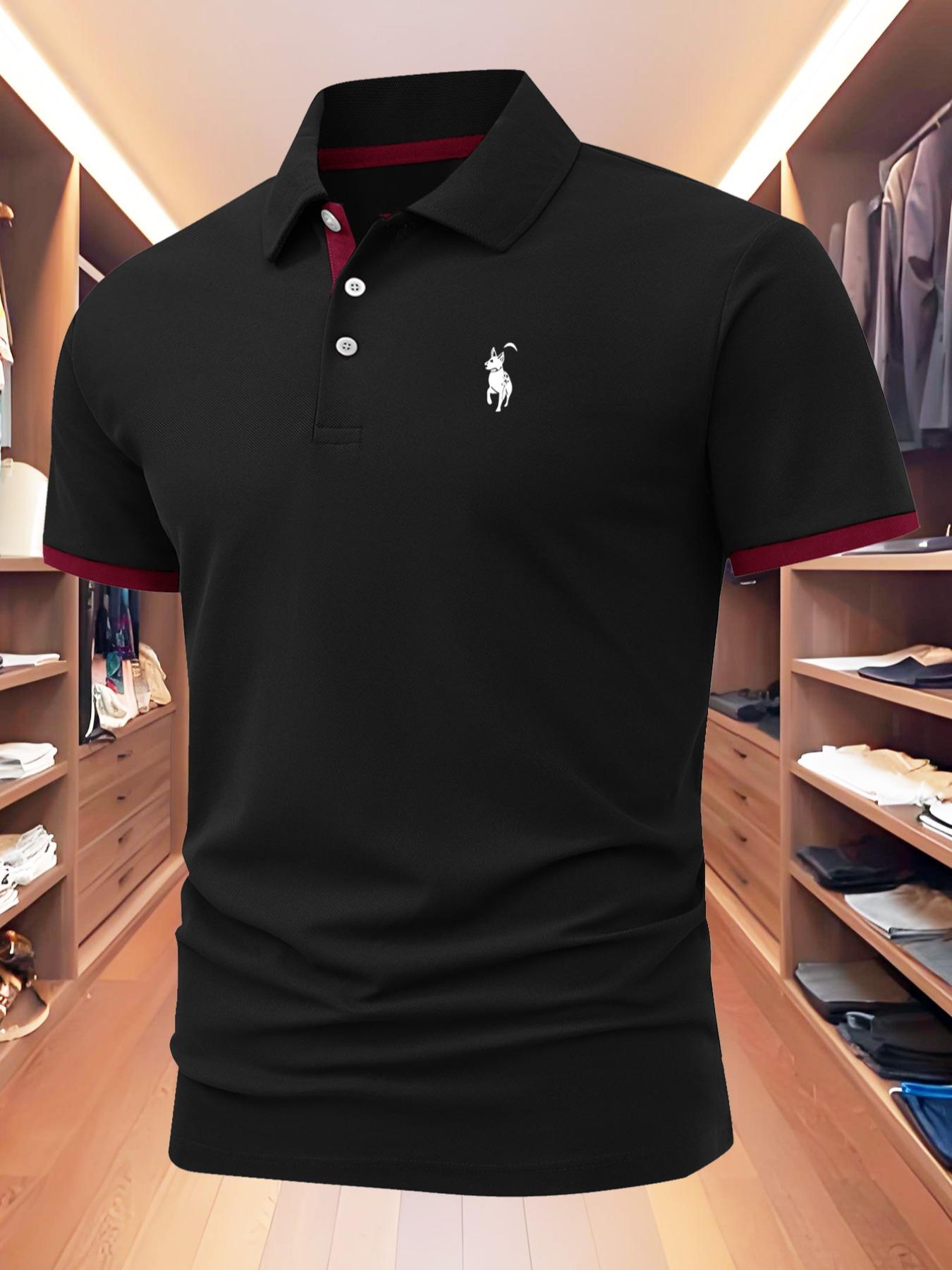 Men's Regular Fit Letter Print Polo Shirt, Casual Design Comfy Collared Top for Summer, Fashion Men's Clothes for Daily Wear, Shortsleeve Menswear, Casual Golf Polo, Breathable Menswear, Golf Polo Shirts