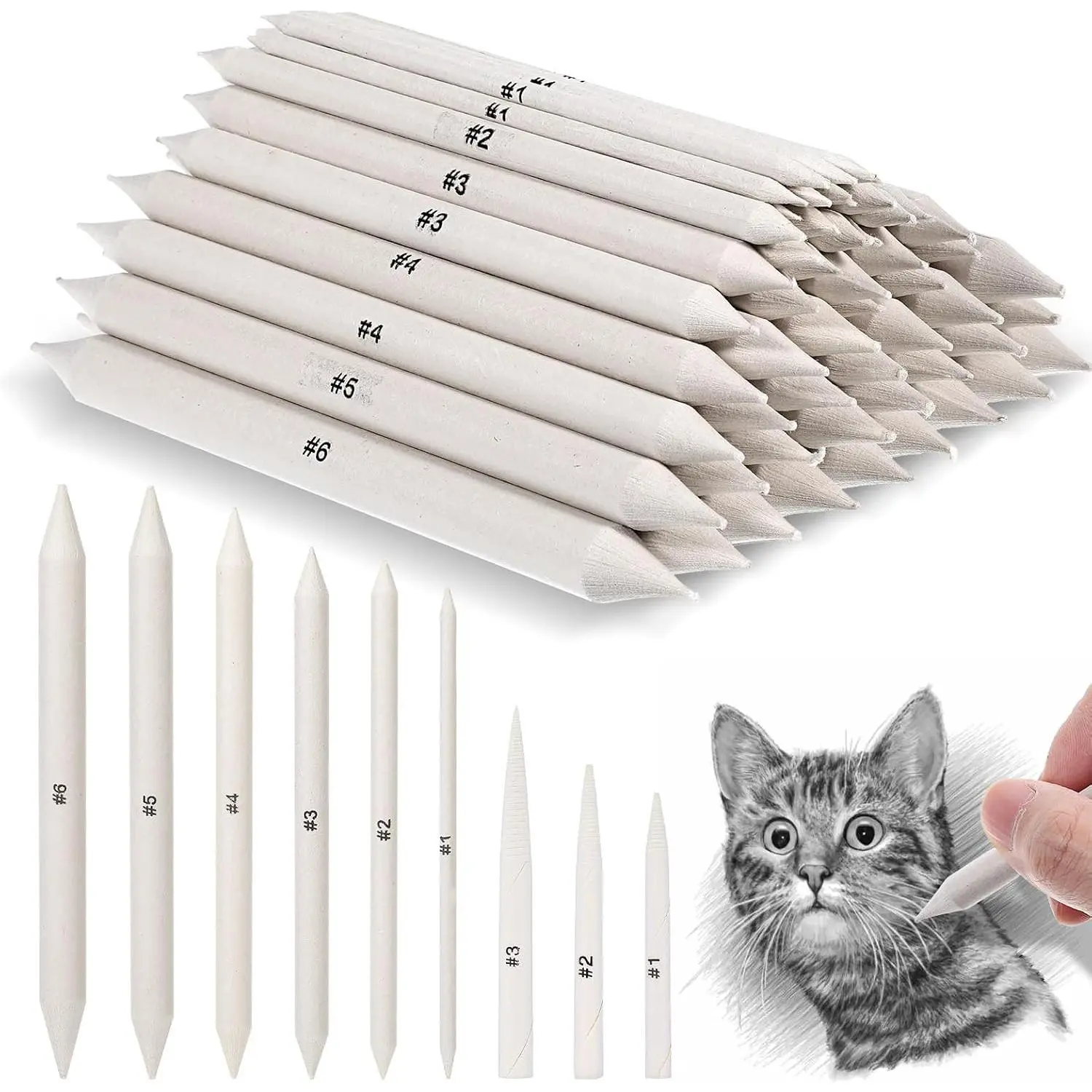 108 PCS Blending Stumps and Tortillions Blending Sticks Oil Pastel Blending Pencil Soft Paper Felts Sketch Shading Pencils Colored Pencil Blender for Artists and Students Drawing Supplies 9 Sizes