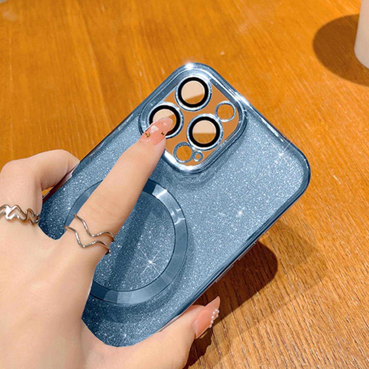 MagSafe Case For iPhone 16 Pro Max 15 14 13 Compatible with Magnetic Charging Bling Glitter Case Plating Bumper with Camera Lens Cover