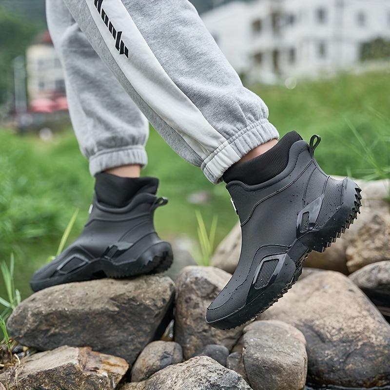 (New)Unisex Waterproof Rain Boots |   Slip-On PVC Ankle Shoes with Fabric Lining |   Multi-Color Options |   Durable Non-Slip Sole for Outdoor & Kitchen Use |   All-Season Comfort and Protection, Kitchen Footwear |   Casual Waterproof Design |   Rubber Ou
