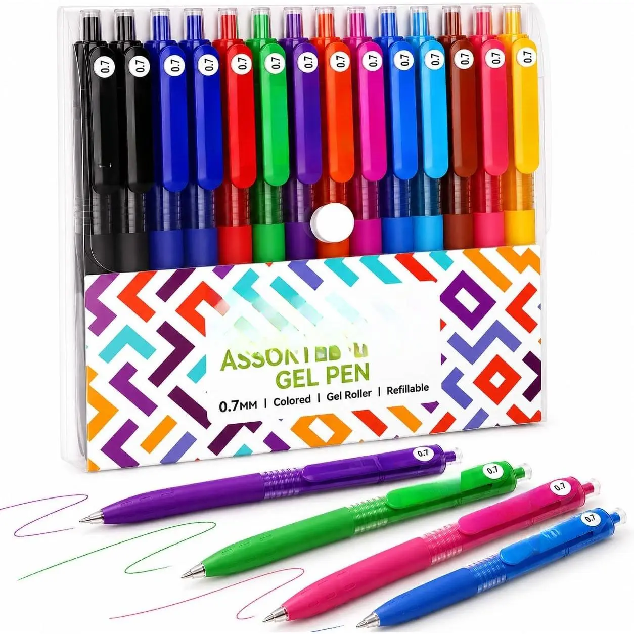 14 Pack Colored Gel Pens, 0.7mm Medium Point Retractable Rollerball Pens, Smooth Writing Color Gel Pens Set, Quick Dry Colorful Pens for Note Taking, Journaling, School, Office, Art Supplies