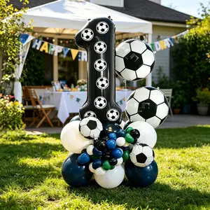 60pcs Football Theme Birthday Balloons Set, Includes Numbers 0-9, Latex Balloons for Kids Party, Soccer Event Decorations, Balloons For Balloon Arch