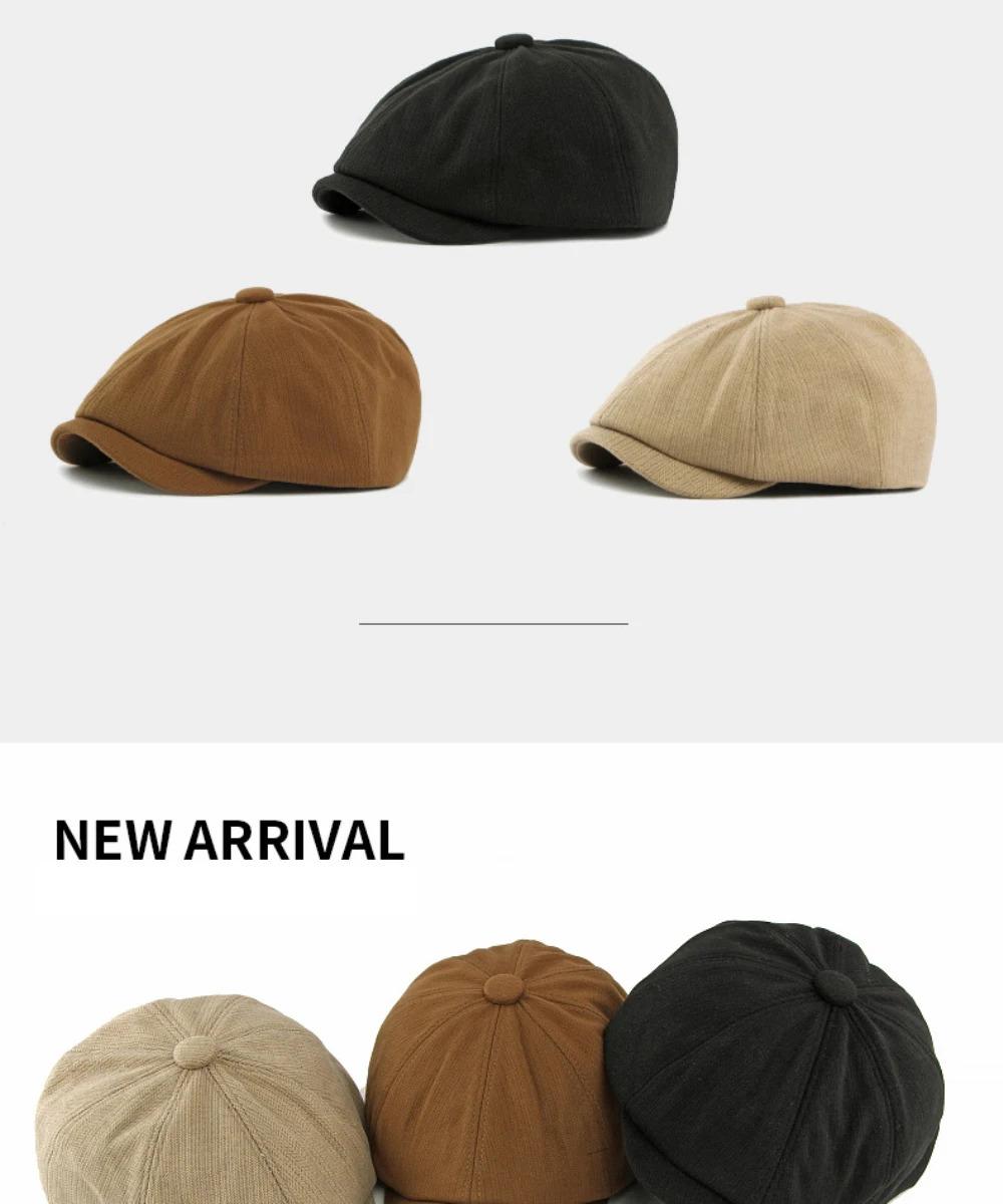 HT5032 Beret Cap New Spring Autumn Winter Men Women Cap Artist Painter Wool Beret Hat Male Female Adjustable Octagonal Beret Cap