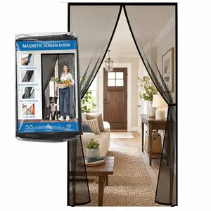 Black Magnetic Mesh Screen Door, Hands-Free Auto-Close Bug Screen Curtain, Breathable and Pet Friendly for Balcony, Kitchen, Patio and Home Doorway