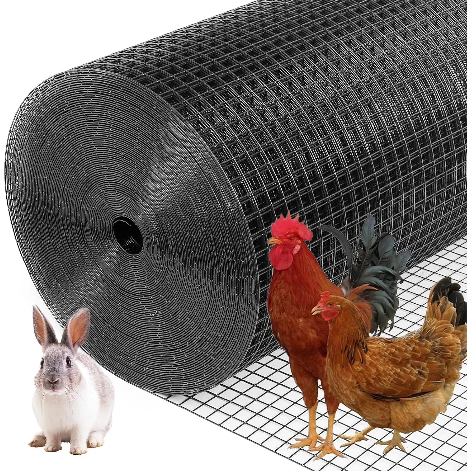 Black Hardware Cloth 1/2inx36inx100ft, 19GA, Chicken Wire Fencing Roll, Black Chicken Wire Mesh, Vinyl PVC Coated Welded Wire Mesh for Chicken Coop Barrier, Rabbit Snake Poultry Fences
