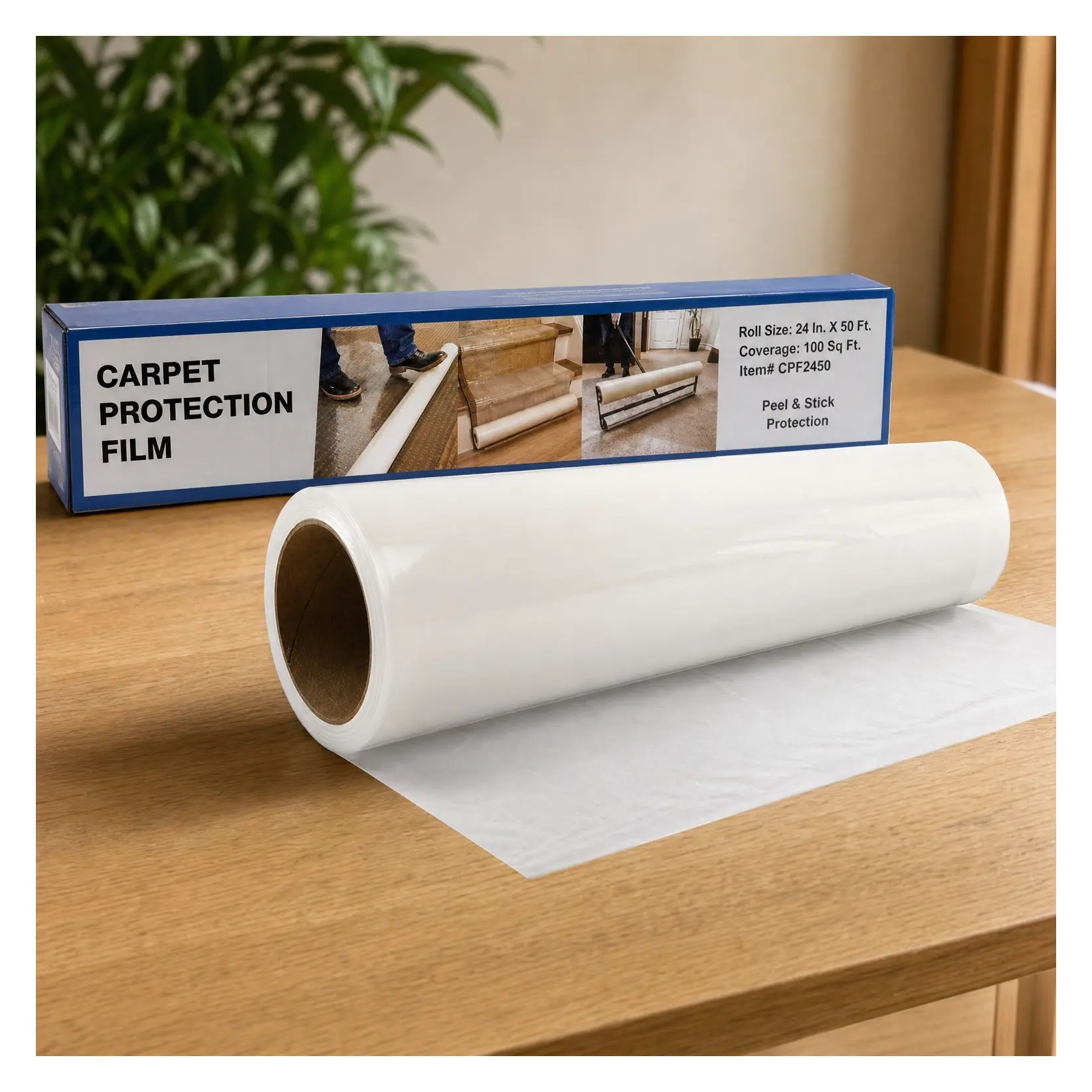24" x 50' Premium Self-Adhesive Carpet Protection Film, Easy Installation, Maximum Carpet ProtectionGift