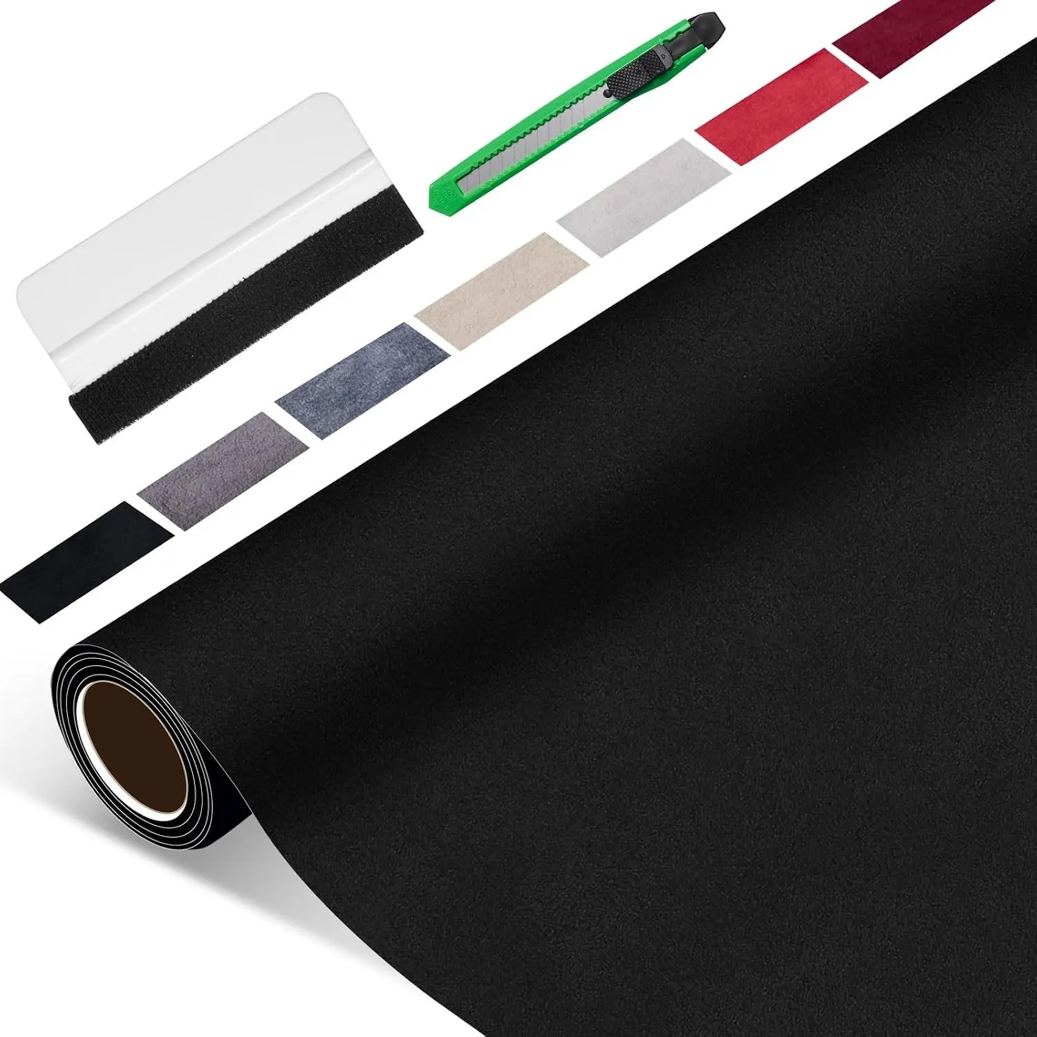 Black Self-Adhesive Suede Fabric Wrap 16" x 59" - Easy Peel Car Interior & Home DecorGift