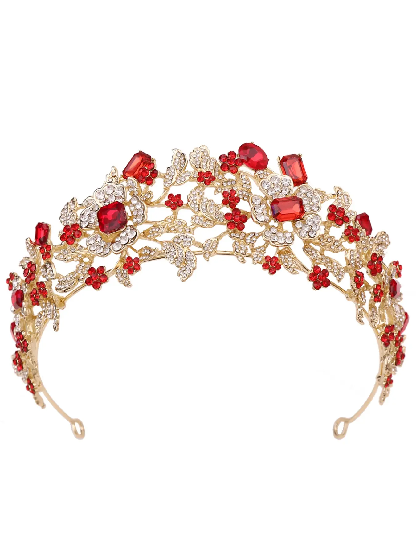 New Crown Headband Rhinestone Hair Accessory Princess Flower Bride Birthday Dress Decoration Pink Diamond Coming-of-Age Ceremony Bridal Headpiece