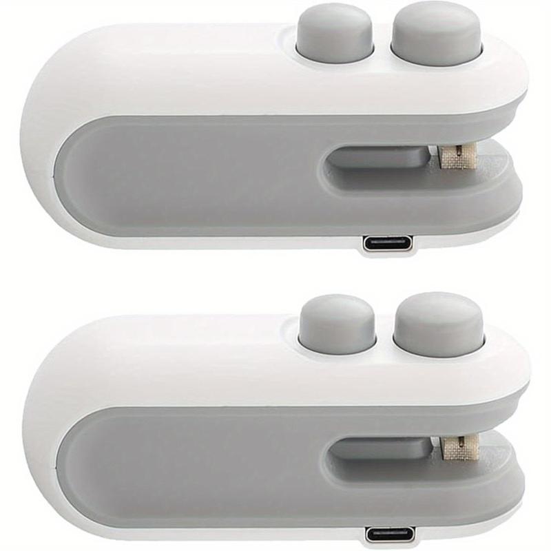 White 2-in-1 Mini Sealer Machine: Magnetic Charging Design with Built-in Cutter, Handheld Heat Sealer for Plastic Bags, Effortless Food Storage & Preservation