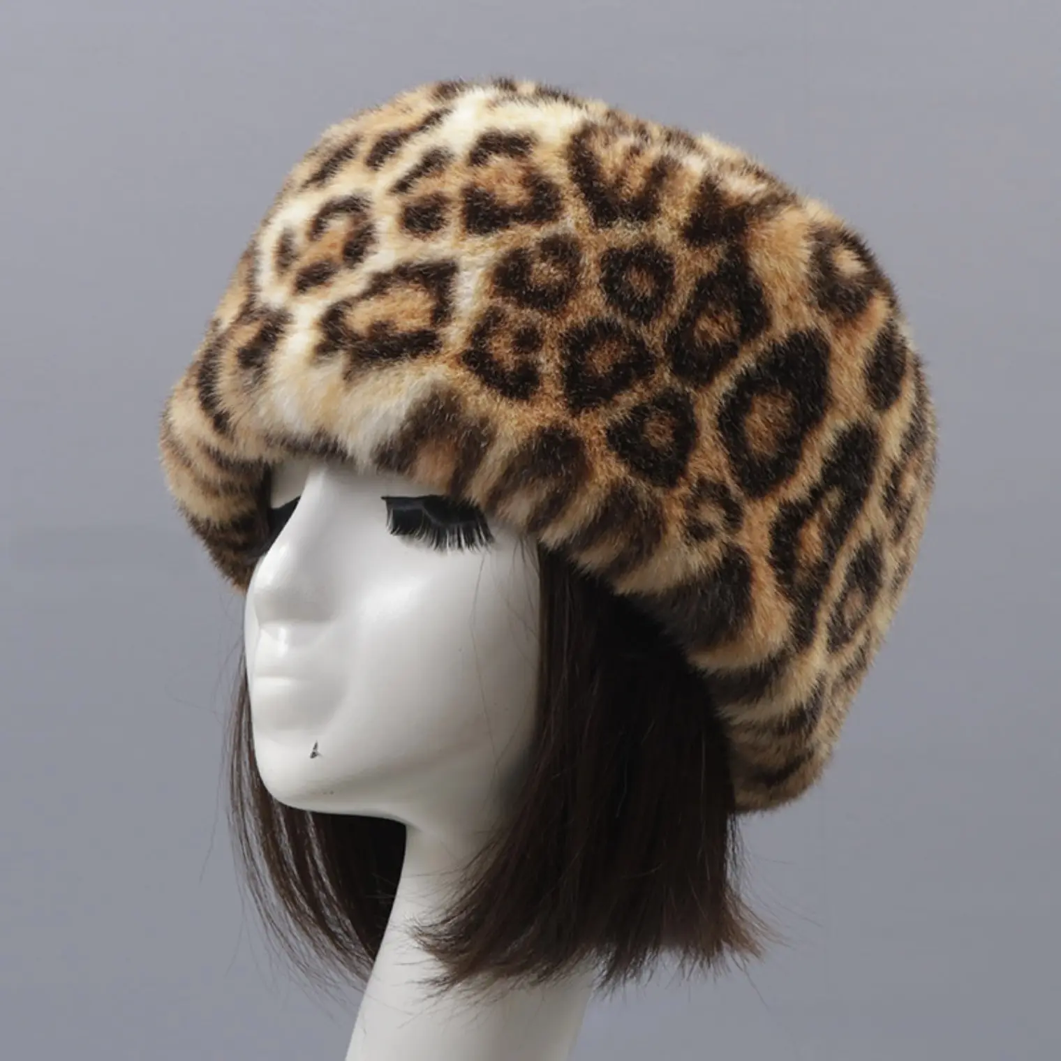 Women's Luxury Colorful Leopard Print Faux Fur Hat - Thick-Furred Alternative Furry Hat, Fluffy Winter Warm Russian Cossack Cap, Soft Thermal Skiing Ear Protection Headwear, Christmas Gift, Alternative Furry Hats, Colorful Leopard Print Hats