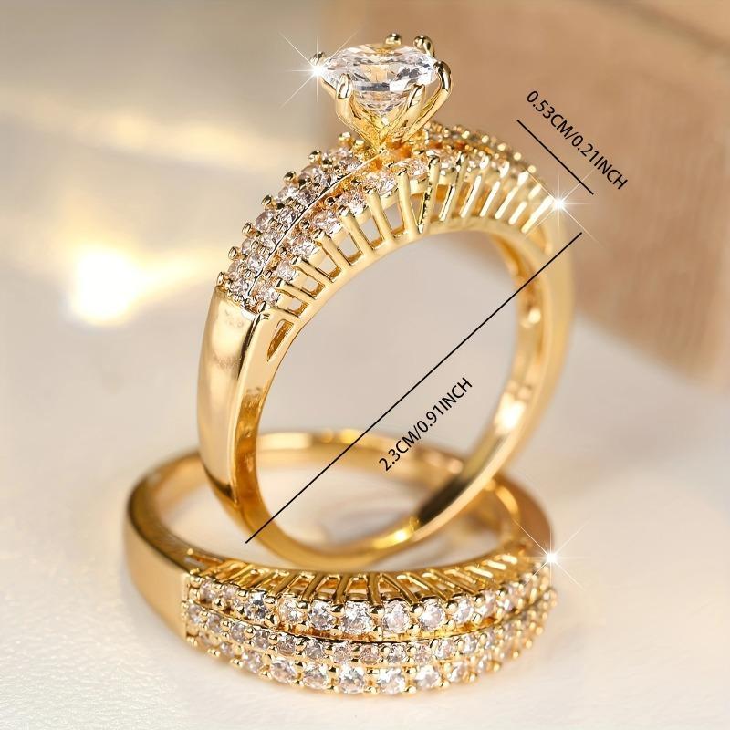 Elegant Stackable Rings Shining Zirconia Engagement Wedding Band Silvery or Golden Luxury Dupe Jewelry