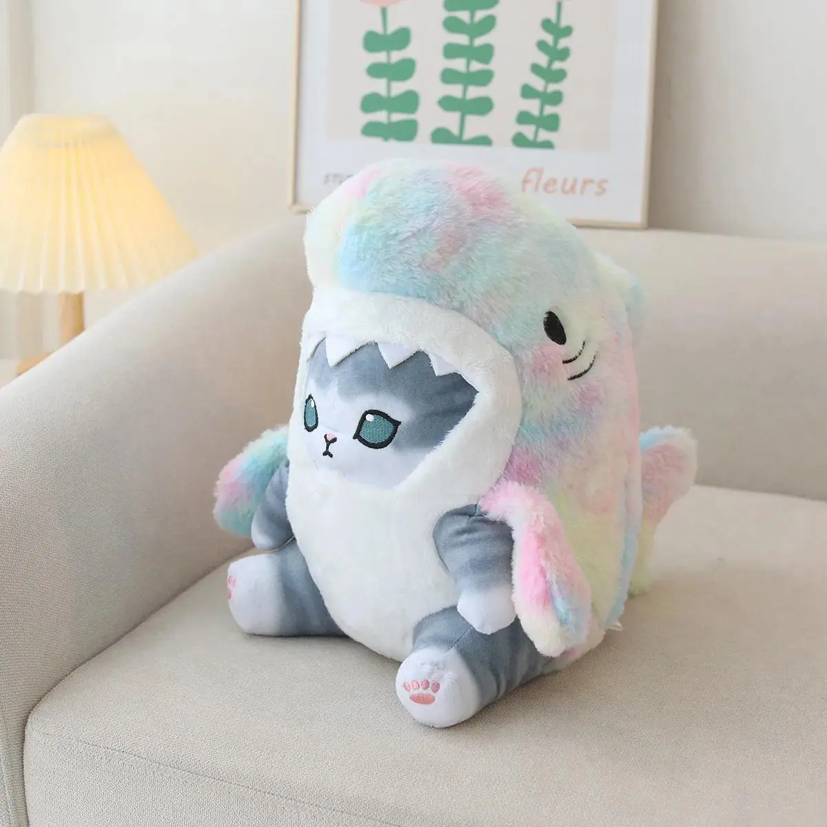 Creative Cartoon Shark Cat Plush Soft Stuffed Animal Doll For Baby Cute Peluche Kids Birthday Christmas Gift