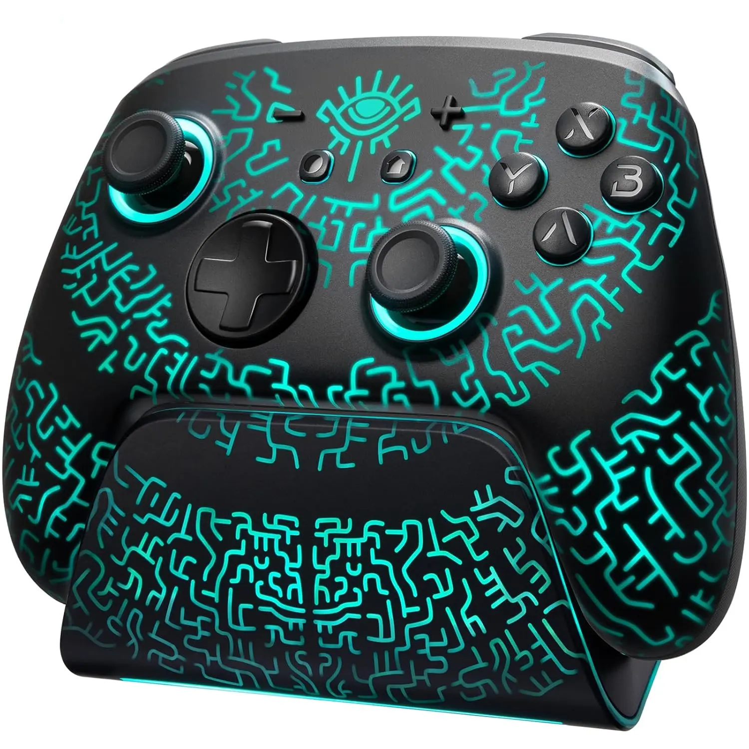 2  Controller with  Dock, Hall Effect Pro Controller for  2/OLED/Steam Deck, Luminex  Controles with  Glow LED, Wake-Up, Turbo,  Paddles & Motion