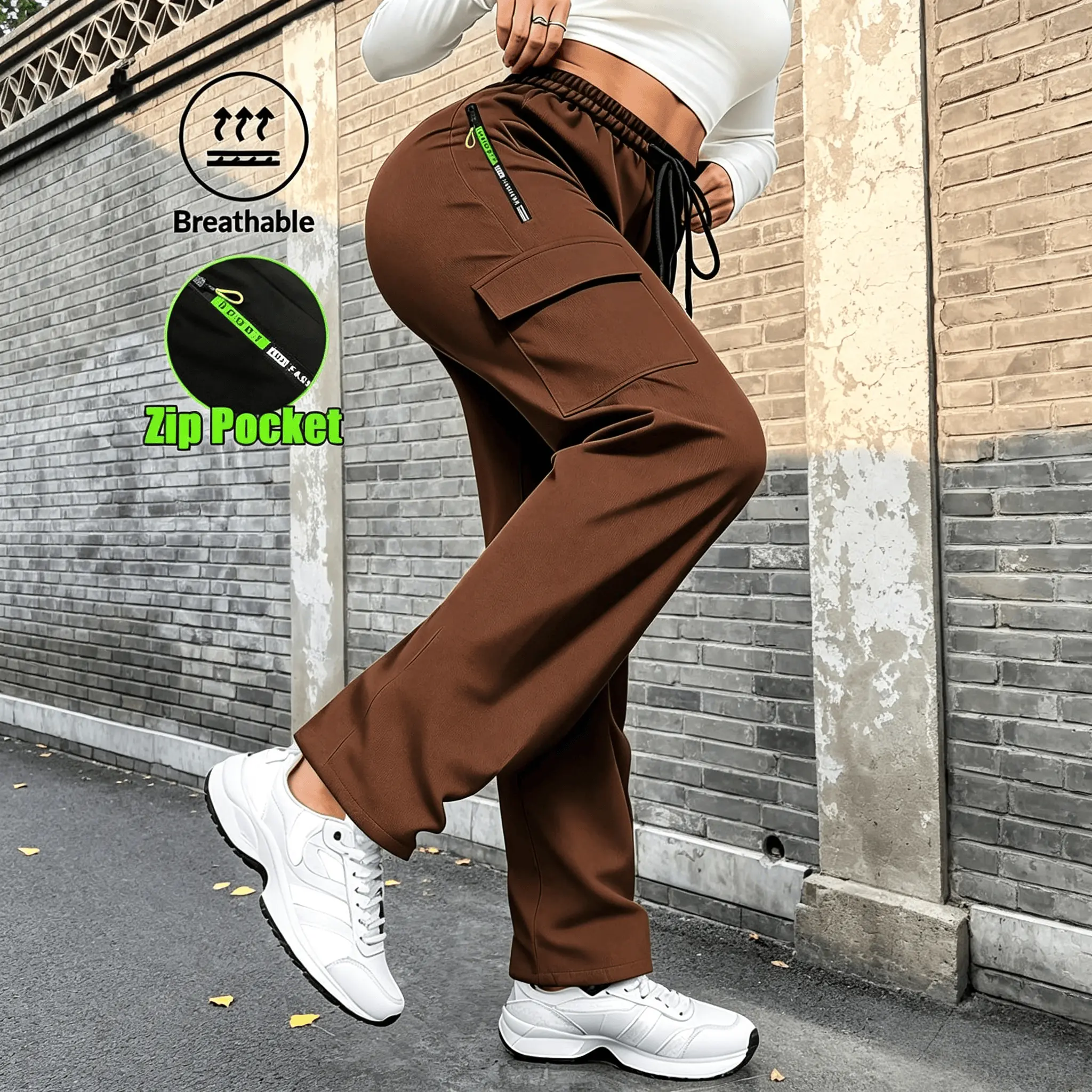 Summer Women's Multifunctional Work Pants with Adjustable Drawstring Waistband Suitable for Outdoor Work, Farm Labor, and Daily Casual Streetwear