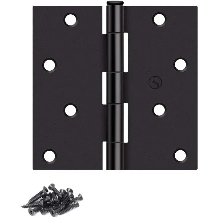 Door Hinges Oil Rubbed Bronze Hardware Hinges 4 Inch Square Black Interior Hinges for Doors 12 Pack