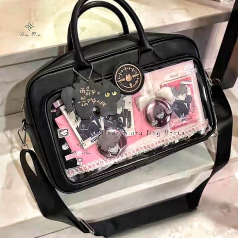 Y2K Cute Lolita Ita Bag Kawaii Girls Transparent Messenger Bag Large Capacity Shoulder Crossbody Bag DIY Display Casual Handbags