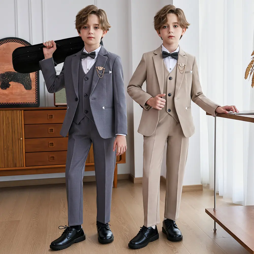 Children's Suit Set for Boys, British Gentleman Style, for Young Boys, Piano Host, Speech, Flower Boy, One-Year-Old Birthday Party Dress-DHY
