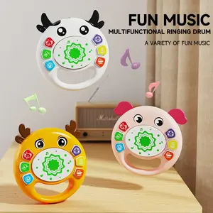 Cartoon Animal Touch Sensor Hand Drum Toy, Light Up Music Bell, Multi-Sound Buttons, Portable, Early Learning Gift for Kids Aged 18+ Months
