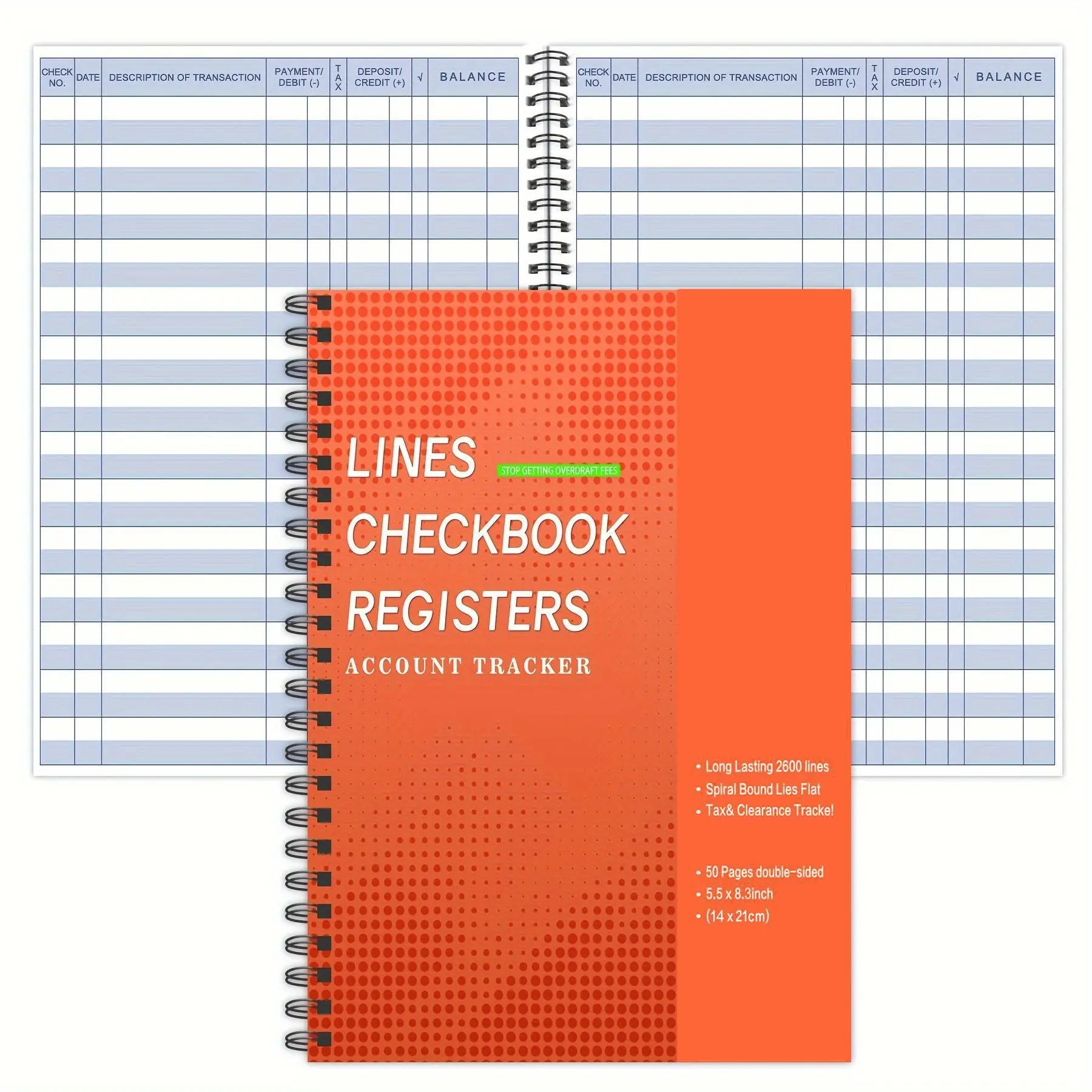 Hardcover Ledger Book, 5.5x8.5 Inches, 100 Pages Thick Paper, Ideal for Account Tracking, Deposit, Expense, and Balance Monitoring