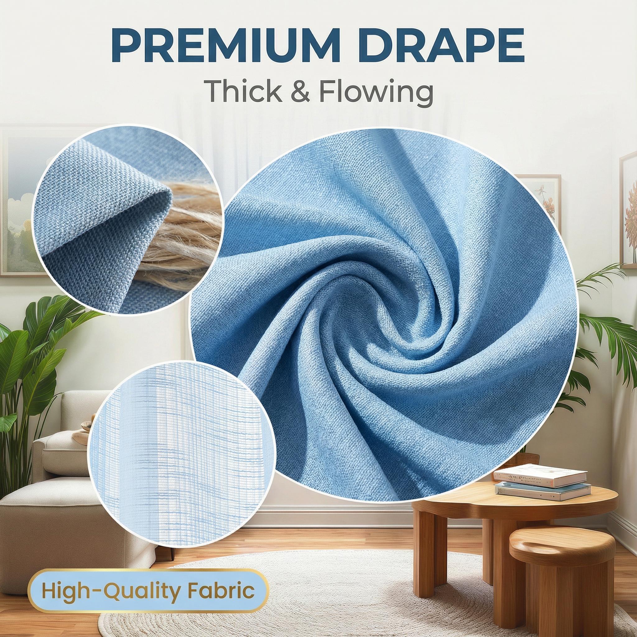 Cozy Curtain 4 Panels 52x84inch 2 panels are made of blackout fabric with a composite process, providing complete blackout effect. They are of high quality. The other 2 panels are mesh wide-mouth curtains in a loop style. L69 + L12