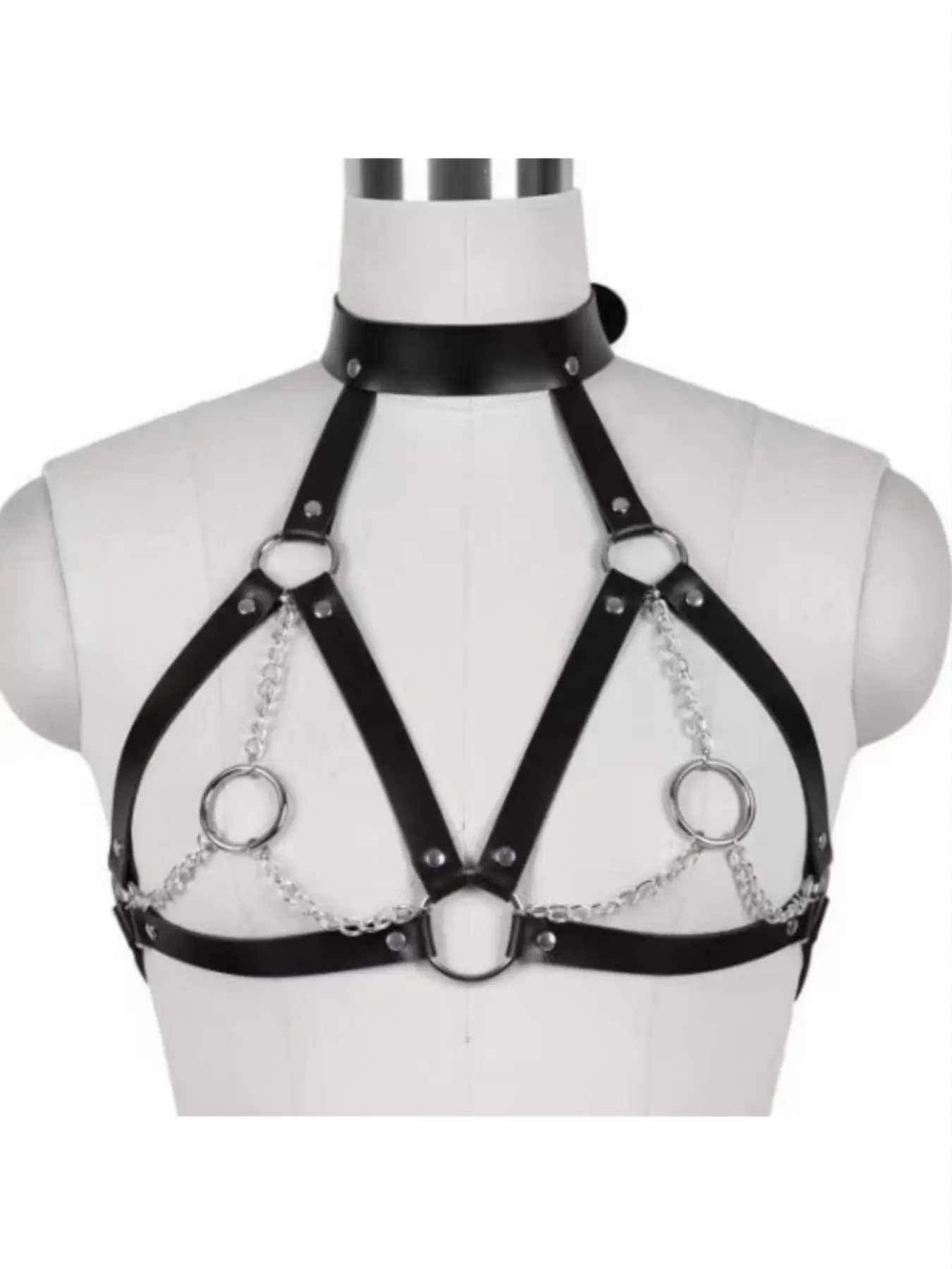 New Eu-Style PU Erotic Bondage Belt, Metal Chain Chest Binder, Waist Strap, One-Piece Accessory, Fashionable and Sensual Design