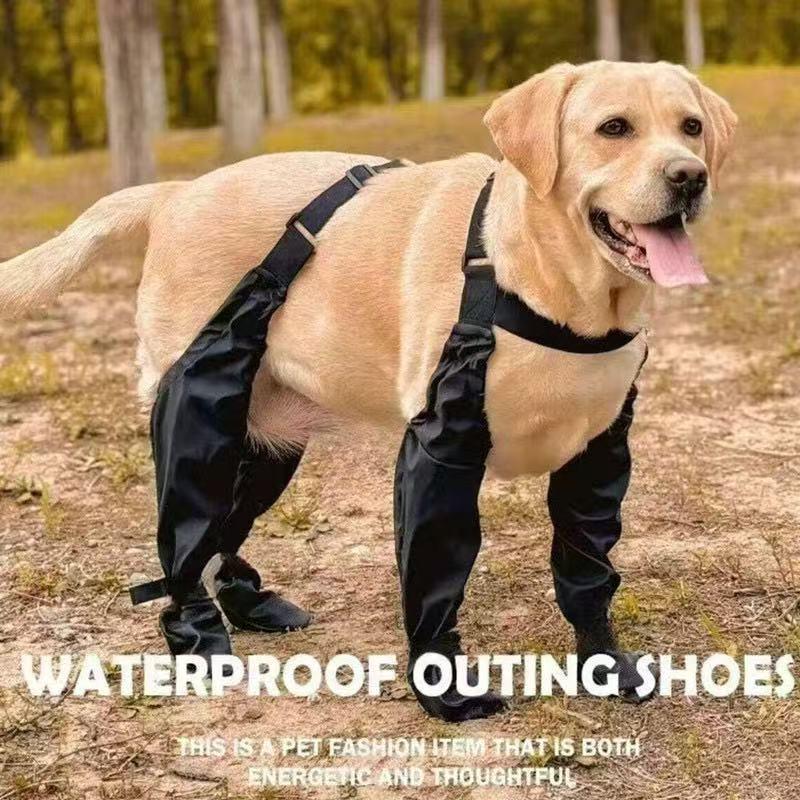 2025 NEW Dog Harness Boots - Large Dog Rain Boots with Leg Straps, Waterproof Winter Snow Pants & Non-Slip Reflective Paw Protectors for Walking and Hiking