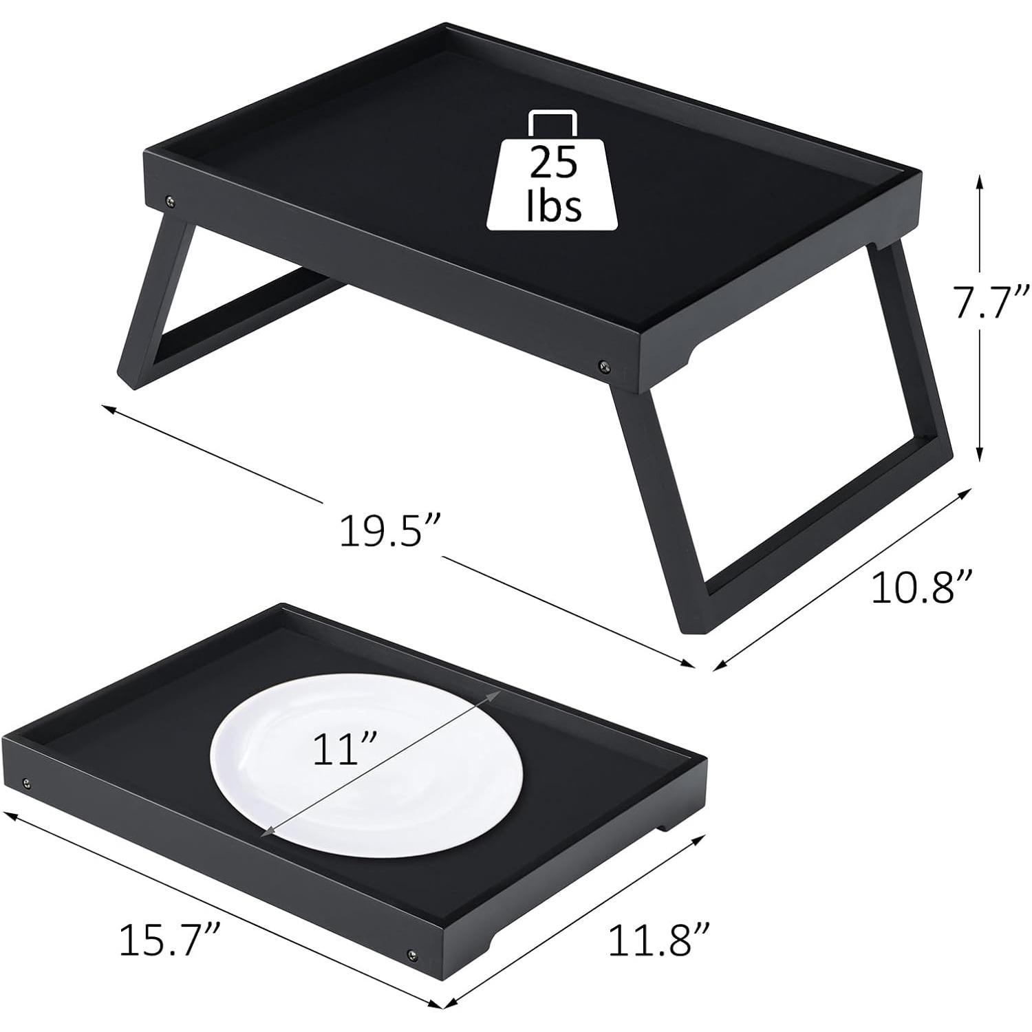 Bed Tray Table with Folding , Breakfast in Bed Tray for Eating,Kitchen Serving,, Sofa, Snacking or Working, Laptop Desk Dinner(1, Black)