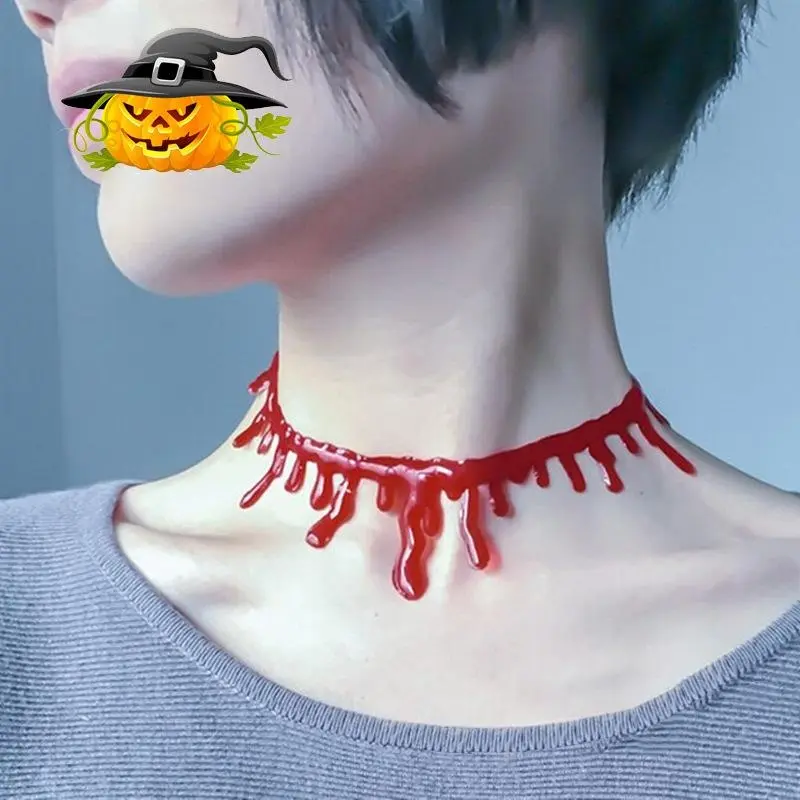 Halloween Vampire Blood Necklace, Dark Gothic Horror Decoration, Ktv Ghost House Creative Bloody Necklace, Halloween Party Atmosphere Decor