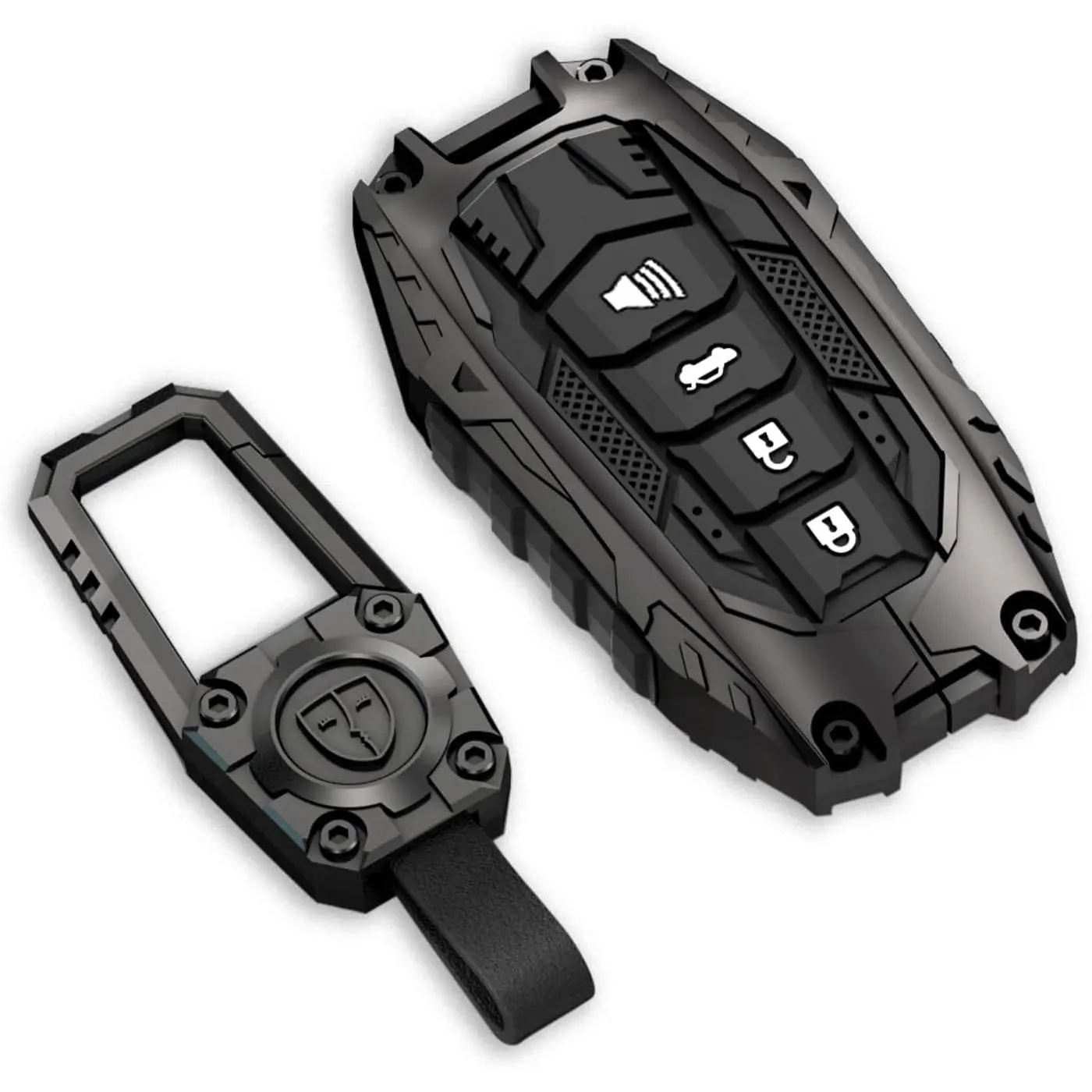 Toyota 4-Button Gunmetal Zinc Alloy Mech Style Key Cover for Tundra 2022-2026, Camry, Corolla Cross, Tacoma, 4Runner, Sequoia, Grand Highlander – Car Key Accessories Bundle, Key Covers