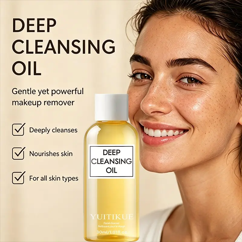 Yuitikue Deep Cleansing Makeup Remover Oil, Removes Excess Oil and Dirt, Moisturizing and Non-Irritating, 30ML, Ideal for Pore Care