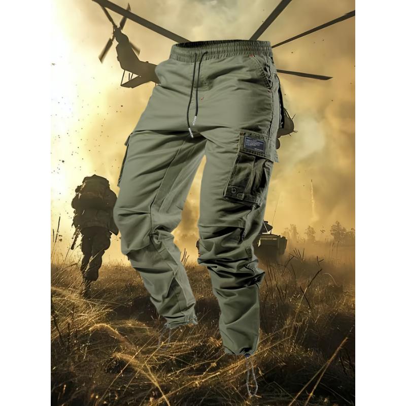 Men's Camo Tactical Pants Warm Ripstop Cargo Lightweight Outdoor Hiking with Multiple Pockets Menswear Polyester