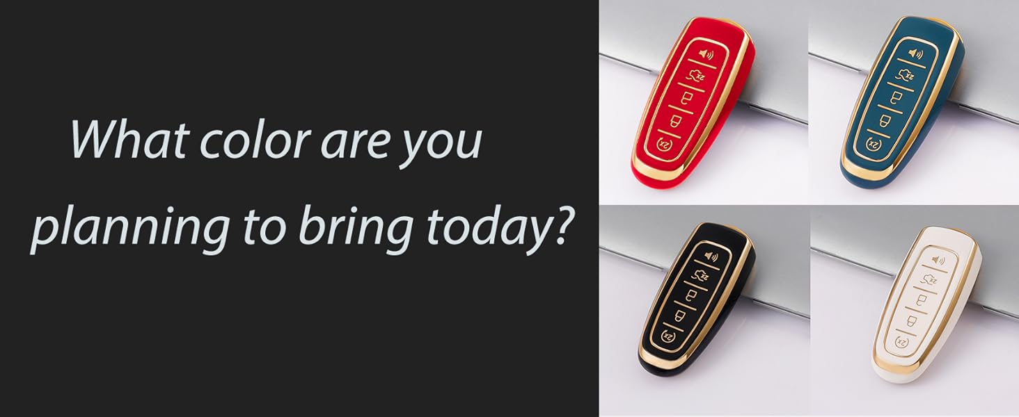 TPU Key Fob Cover Fit for Ford C-Max Edge Escape Expedition Explorer Flex Focus Taurus Lincoln MKS MKT MKX Navigator, Full Protection Soft TPU Key Case, with Bling Key Ring, Red