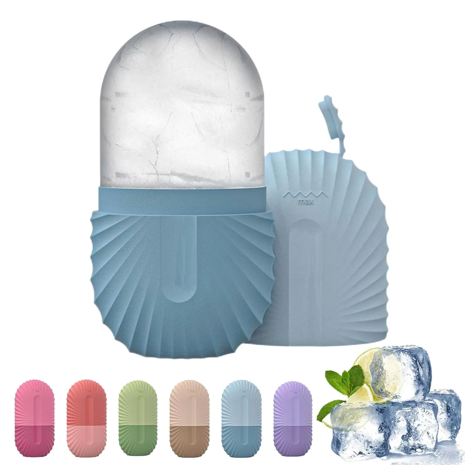 Ice Roller For Face And Eye, Reusable Ice Face Roller, Facial IceRoller, IceGlobes For Faces, Silicone Massage IceMold, IceRoller Skin Care Tool, Massage Facial Ices Tray For Women Girl (blue)