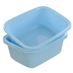 3-Pack 16 Quart Large Plastic Wash Basin, Rectangle Dish Pan, Blue