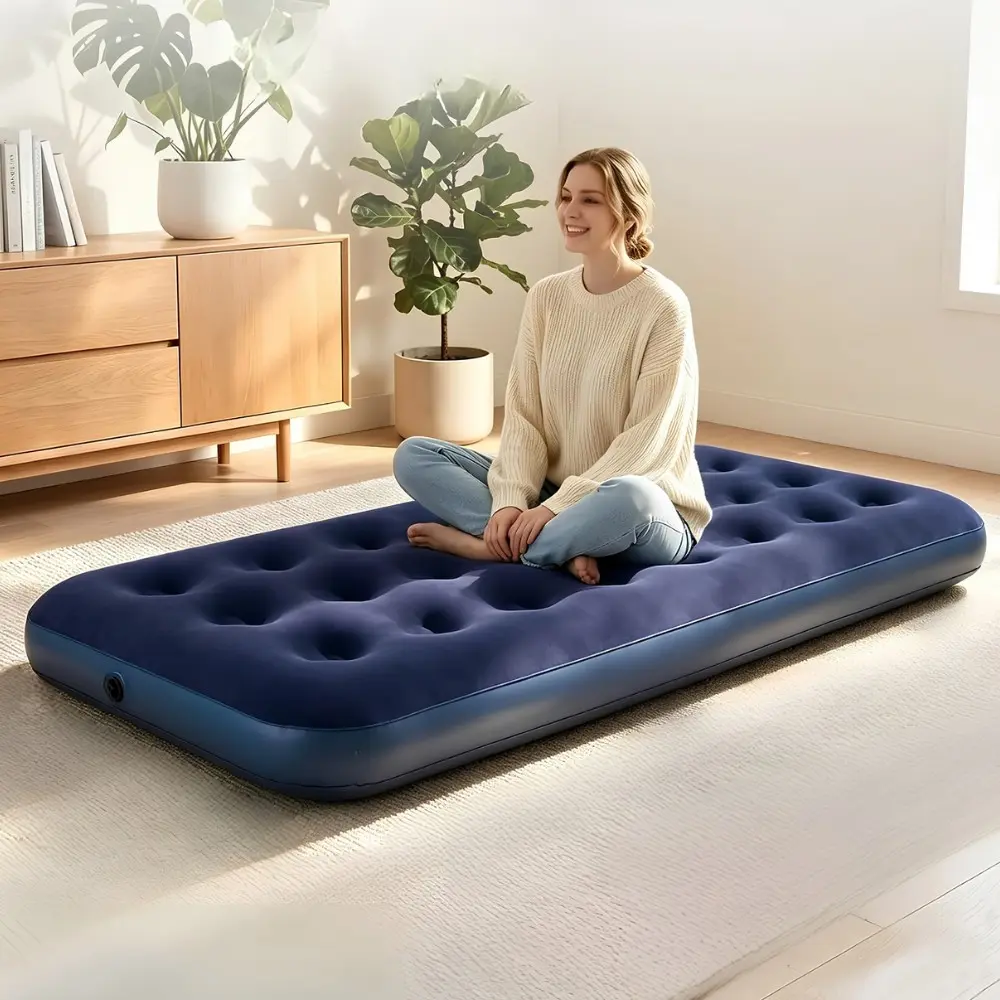 Single Size Air Mattress Inflatable Camping Bed Sleeping Pad,Include Pump, Portable Inflating Bed