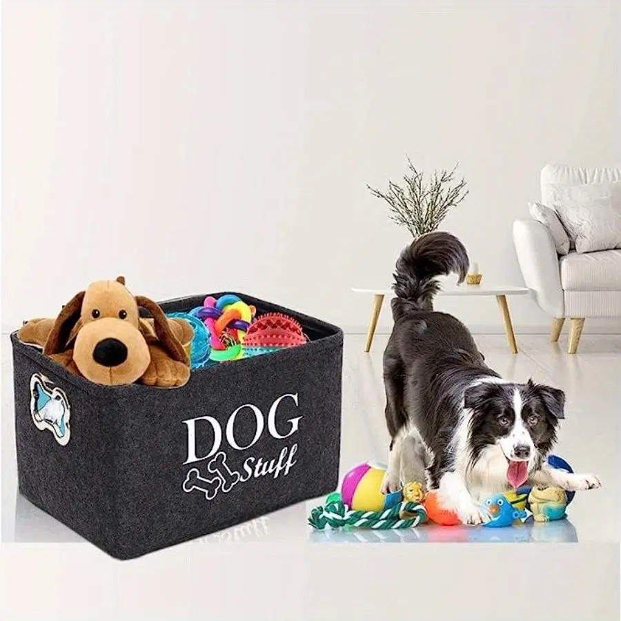 Pet Toy Box Organizer, Felt Material, Ideal for Storing Pet Accessories, Durable Design, Easy-To-Use, Space-Saving Solution