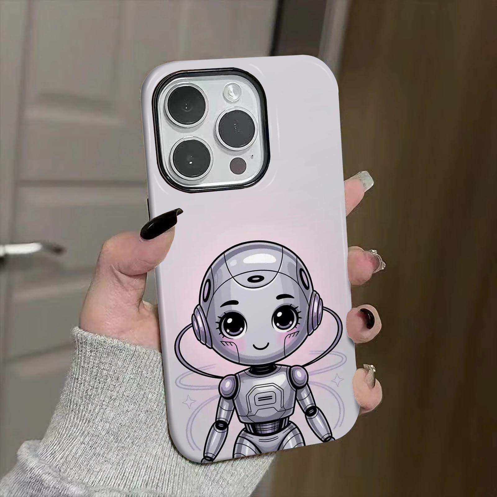Cute, robot, cartoon Soft And Hard Two-In-One Film Printed Full Pattern Case For IPhone 16 15 14 13 1211 Pro Max Plus Phone Case