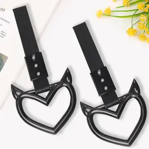 2 PCS Car Accessories, Heart Handle Strap Drift Charm, Hang Ring Decoration Exterior Keychain for Car Car Decals Car Ornament