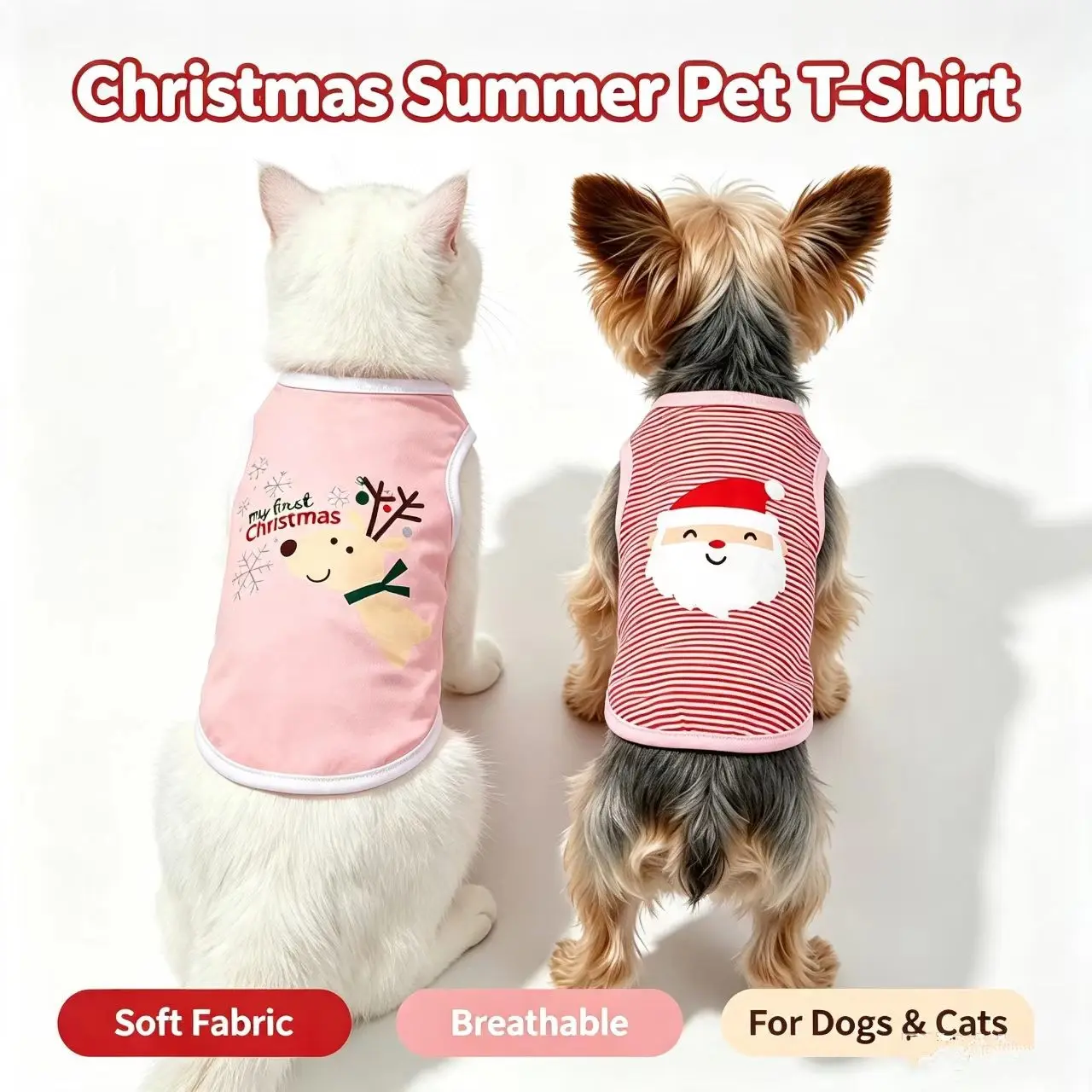 2-Pack Christmas Pet Vest, Soft Breathable Holiday, Comfortable Festive Clothing for Pets, Perfect for Seasonal Celebrations，No Deformation