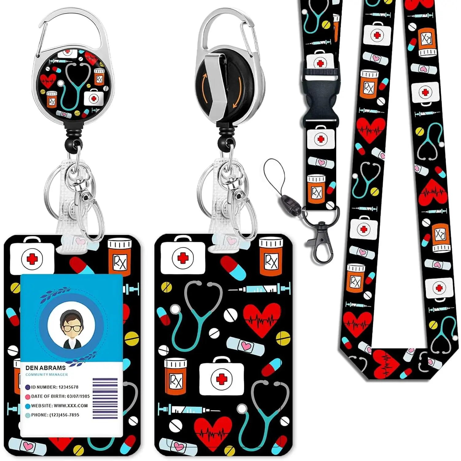 ID Badge Holder with Lanyard, Retractable Badge Reel Name Tag, Cute Funny Nurse Lanyards for ID Badges Ajustable, Teacher Nurse Work Office Gifts