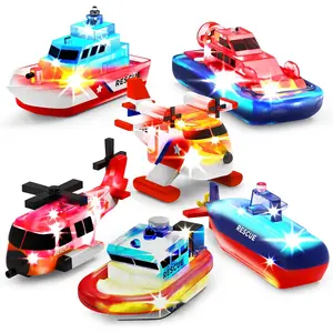 Ocean Rescue Vehicles Light Up Bath Toys, 6 Pack | Water-Activated Light Up Toys Flash & Change Color | Easy-Grip Baby & Toddler Bath Toys | Sensory Toys with Bath Lights for Kids Bathfidget toys