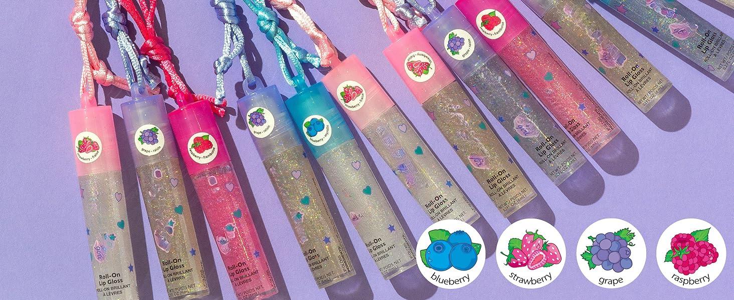 12pc Lip Gloss Necklace, Fruit Flavored Lip Gloss Set, Value Pack, Teen Girls Party Favors, Non Toxic Lip Gloss Necklaces For Girls