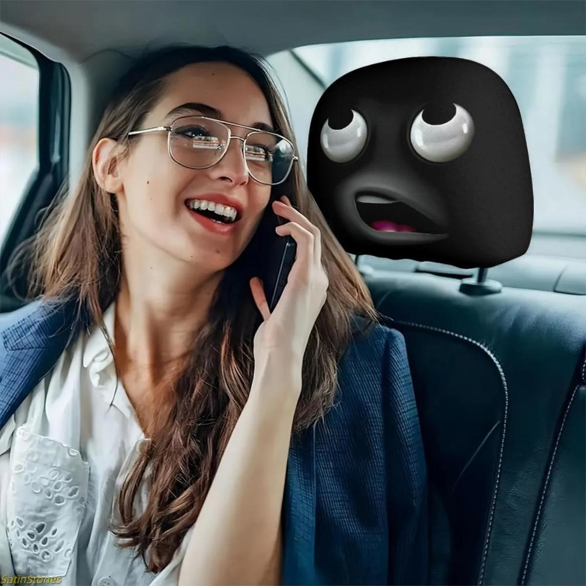 Set of 2 Dark Fun Car Seat Headrest Covers, Holiday Ornaments, Universal Car Pillow Covers, All Weather Use, Car Seat Decor, Unfilled Interior Accessories