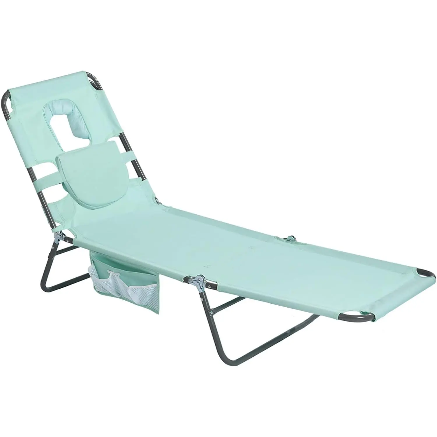 Beach Lounge Chair, Reclining Beach Chairs Lay Flat, Sun Face Down Tanning Chair, Folding Camping Chairs Portable Camp Cot with Backpack Straps for Outdoor/Picnic/Lawn