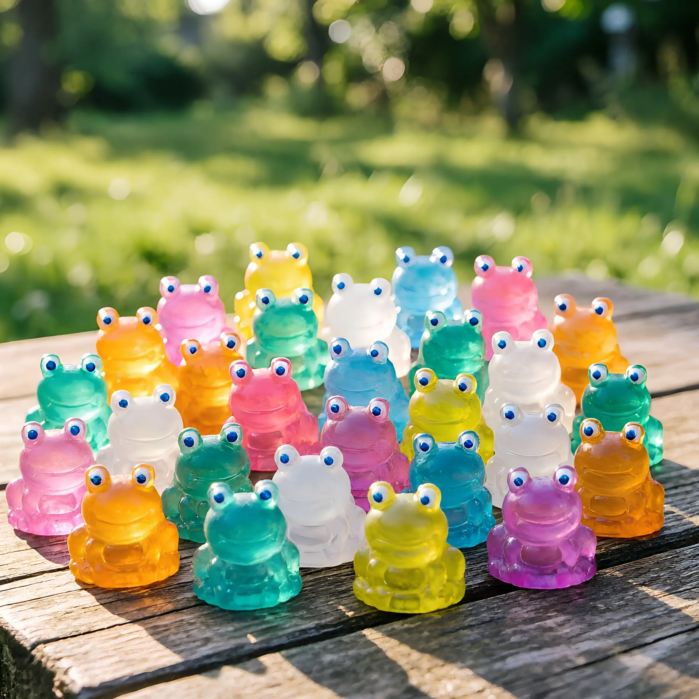 50/100pcs Mini Frogs, Glow-In-Dark Resin Figurines, Resin Sculptures, Decorative, 7 Colors, DIY Decorations, Garden Toy House Accessories, Daily Use